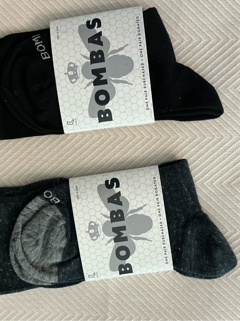 Bombas Women’s Small Black & Dark Gray Crew Socks - 2 Pack
